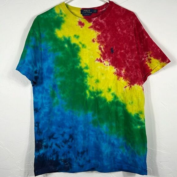 🔥🔥 POLO RALPH LAUREN Tie-Dye Designer Streetwear Tee Size Medium - PERFECT! - Picture 1 of 7